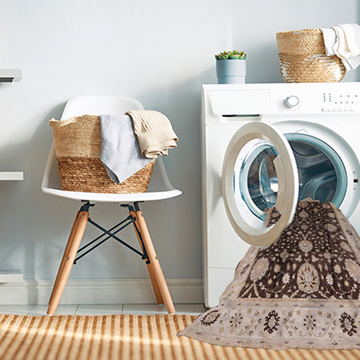 Machine Washable Industrial Modern Bakers Brown Rug in a Washing Machine, wshurb1056