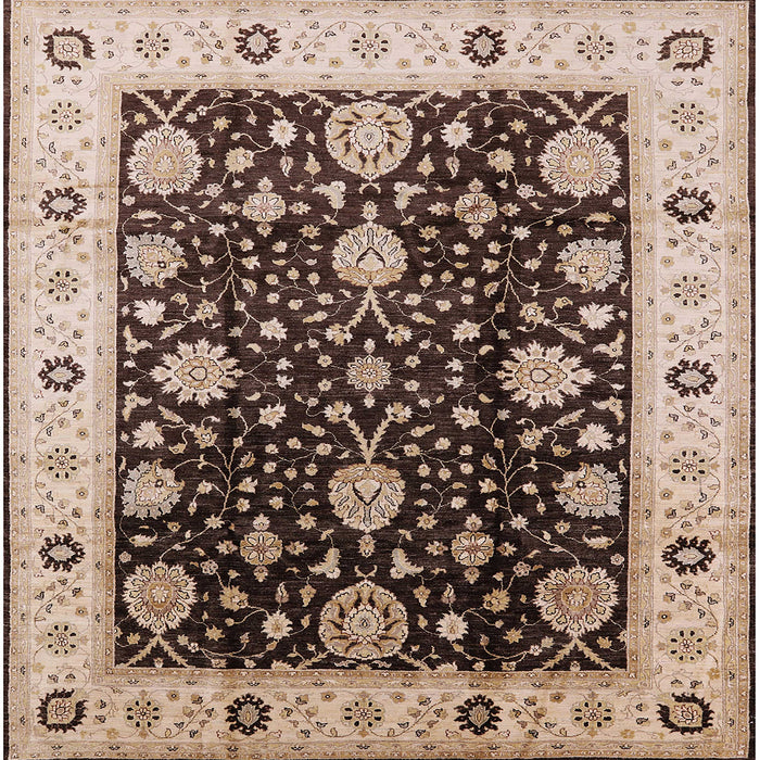 Square Mid-Century Modern Bakers Brown Oriental Rug, urb1056