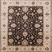 Square Mid-Century Modern Bakers Brown Oriental Rug, urb1056