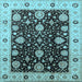 Square Machine Washable Oriental Light Blue Traditional Rug, wshurb1056lblu