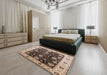 Mid-Century Modern Bakers Brown Oriental Rug in a Bedroom, urb1056