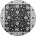Round Machine Washable Oriental Gray Traditional Rug, wshurb1056gry