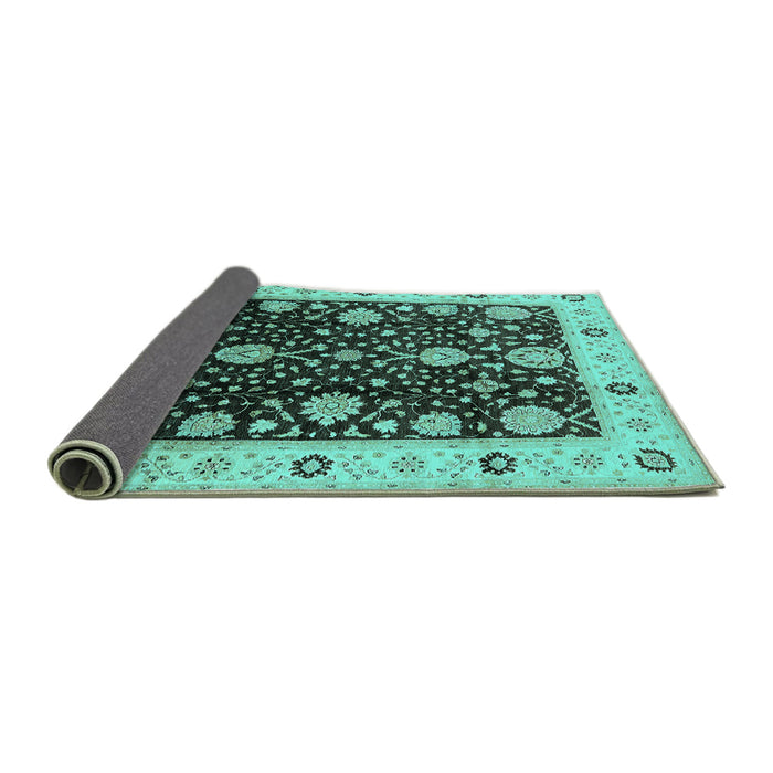 Sideview of Oriental Turquoise Traditional Rug, urb1056turq