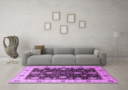 Machine Washable Oriental Purple Traditional Area Rugs in a Living Room, wshurb1056pur