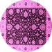 Round Oriental Pink Traditional Rug, urb1056pnk