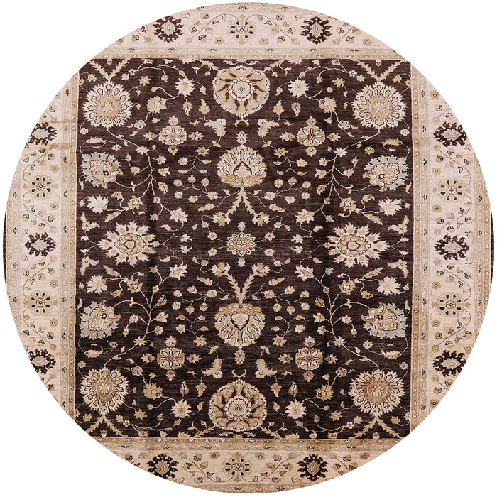 Round Mid-Century Modern Bakers Brown Oriental Rug, urb1056