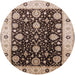 Round Mid-Century Modern Bakers Brown Oriental Rug, urb1056