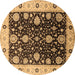 Round Oriental Brown Traditional Rug, urb1056brn