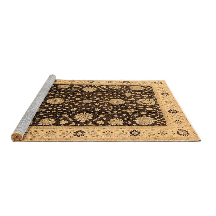Sideview of Machine Washable Oriental Brown Traditional Rug, wshurb1056brn