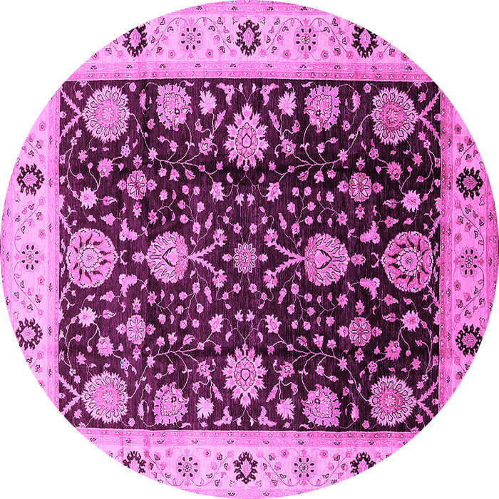 Round Machine Washable Oriental Pink Traditional Rug, wshurb1056pnk