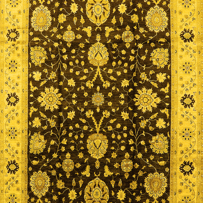 Machine Washable Oriental Yellow Traditional Rug, wshurb1056yw