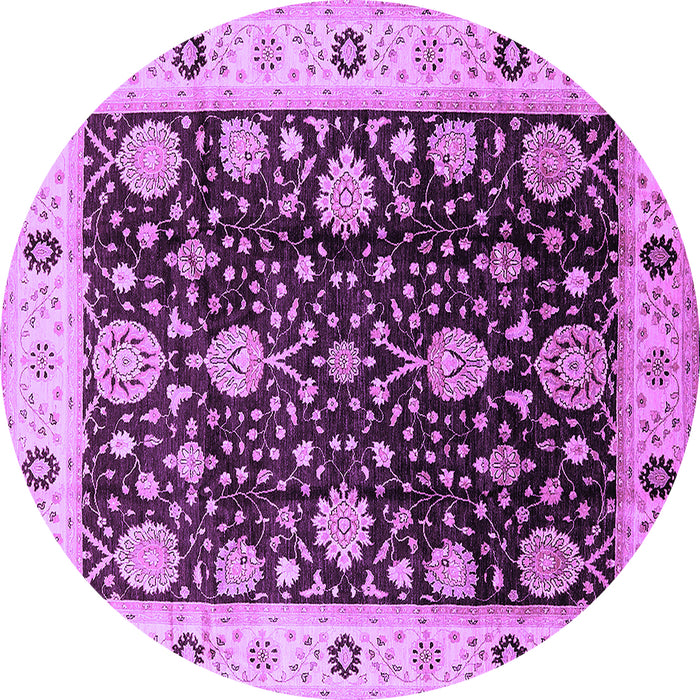 Round Machine Washable Oriental Purple Traditional Area Rugs, wshurb1056pur