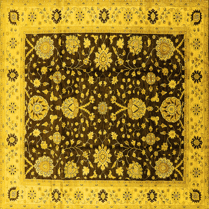 Square Oriental Yellow Traditional Rug, urb1056yw