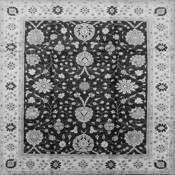 Square Machine Washable Oriental Gray Traditional Rug, wshurb1056gry