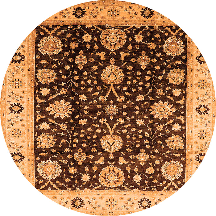 Round Oriental Orange Traditional Rug, urb1056org