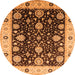 Round Oriental Orange Traditional Rug, urb1056org