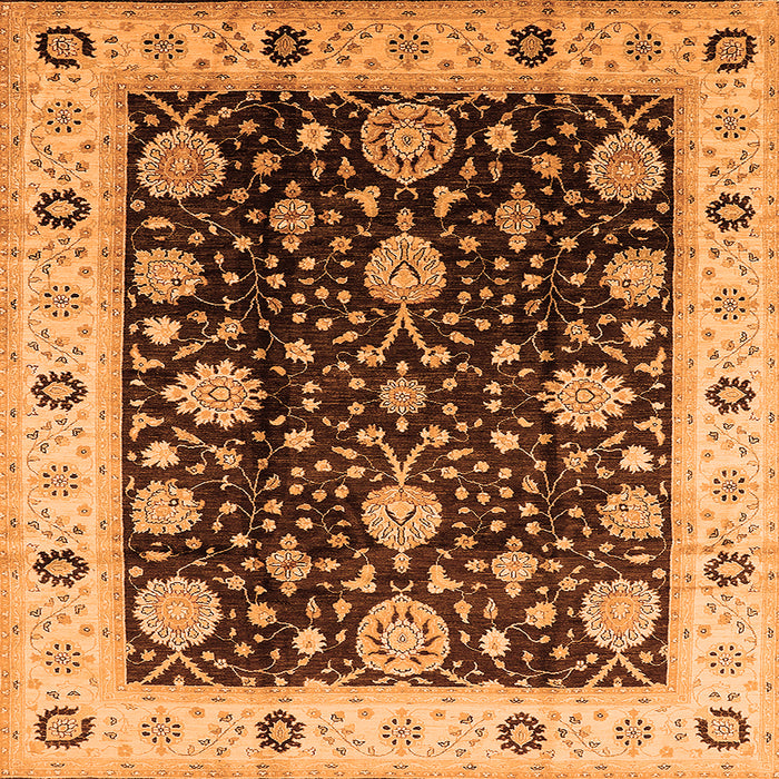 Square Machine Washable Oriental Orange Traditional Area Rugs, wshurb1056org