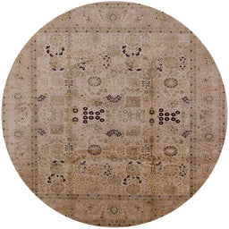 Round Machine Washable Industrial Modern Light Brown Rug, wshurb1057
