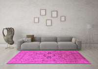 Machine Washable Oriental Pink Traditional Rug, wshurb1057pnk