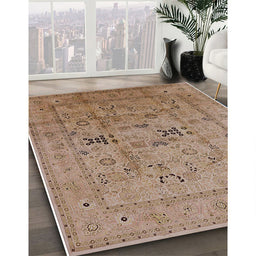 Mid-Century Modern Light Brown Oriental Rug in Family Room, urb1057