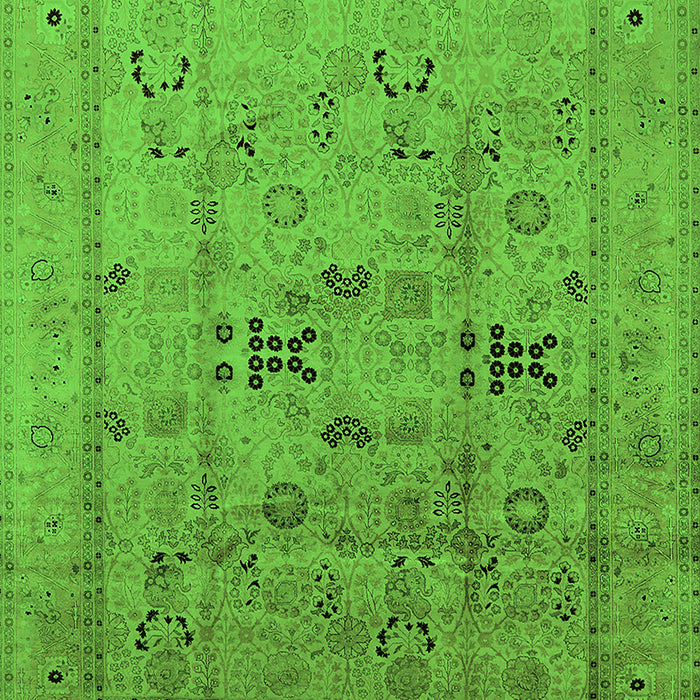 Machine Washable Oriental Green Traditional Area Rugs, wshurb1057grn