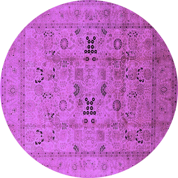 Round Oriental Purple Traditional Rug, urb1057pur