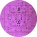 Round Oriental Purple Traditional Rug, urb1057pur