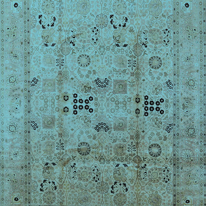 Machine Washable Oriental Light Blue Traditional Rug, wshurb1057lblu
