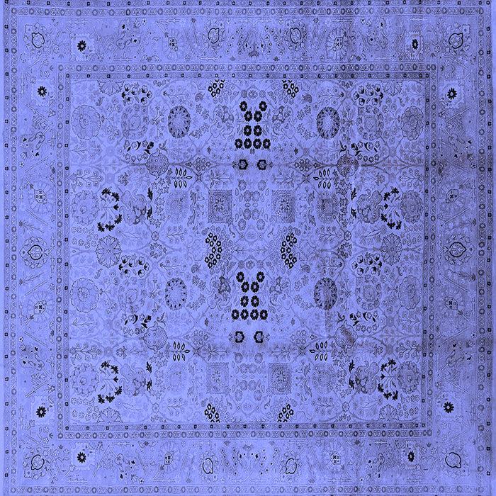 Square Machine Washable Oriental Blue Traditional Rug, wshurb1057blu