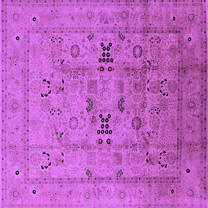 Square Machine Washable Oriental Purple Traditional Area Rugs, wshurb1057pur