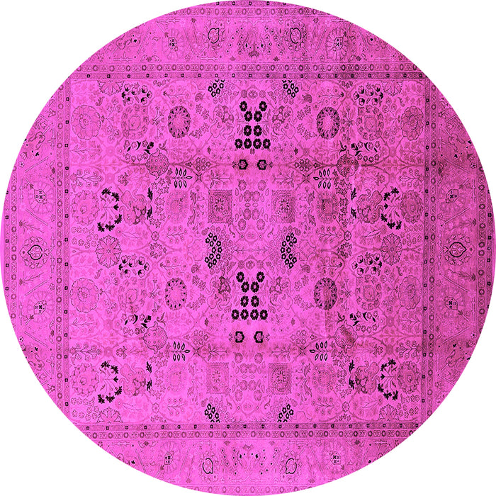 Round Oriental Pink Traditional Rug, urb1057pnk