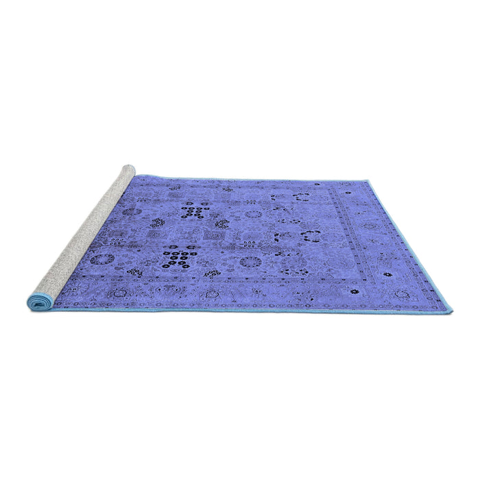 Sideview of Machine Washable Oriental Blue Traditional Rug, wshurb1057blu
