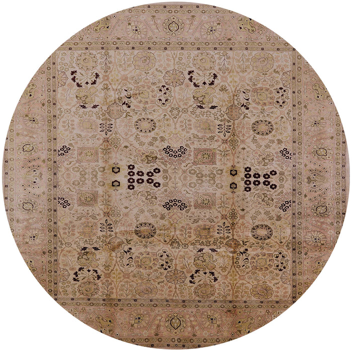 Round Mid-Century Modern Light Brown Oriental Rug, urb1057