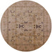 Round Mid-Century Modern Light Brown Oriental Rug, urb1057
