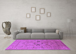 Machine Washable Oriental Purple Traditional Area Rugs in a Living Room, wshurb1057pur