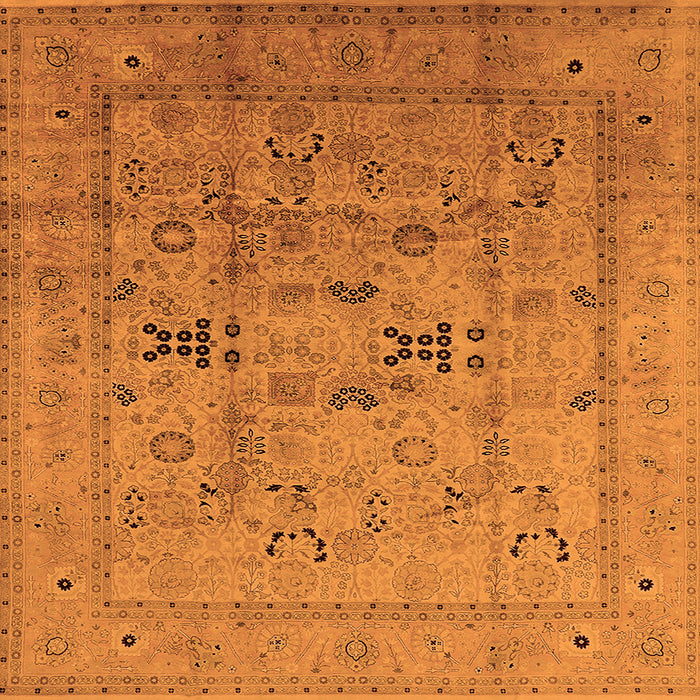 Square Machine Washable Oriental Orange Traditional Area Rugs, wshurb1057org