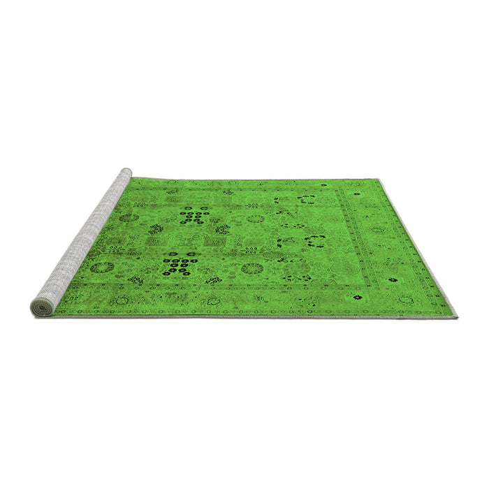 Sideview of Machine Washable Oriental Green Traditional Area Rugs, wshurb1057grn
