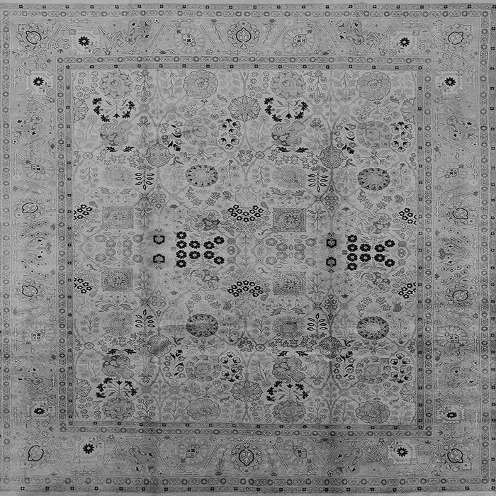Square Machine Washable Oriental Gray Traditional Rug, wshurb1057gry