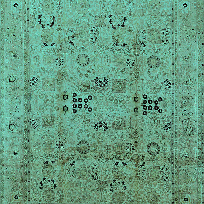 Machine Washable Oriental Turquoise Traditional Area Rugs, wshurb1057turq