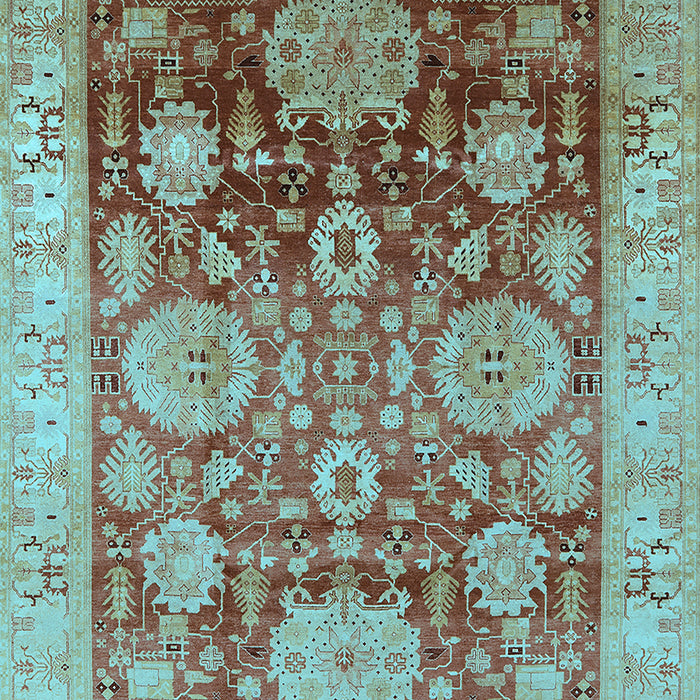 Machine Washable Oriental Light Blue Traditional Rug, wshurb1058lblu