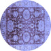 Round Oriental Blue Traditional Rug, urb1058blu