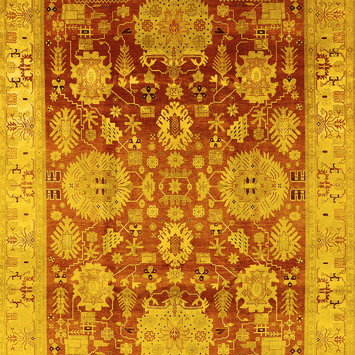 Machine Washable Oriental Yellow Traditional Rug, wshurb1058yw