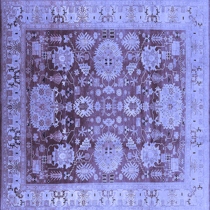 Square Machine Washable Oriental Blue Traditional Rug, wshurb1058blu