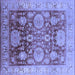 Square Machine Washable Oriental Blue Traditional Rug, wshurb1058blu