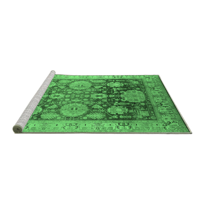 Sideview of Machine Washable Oriental Emerald Green Traditional Area Rugs, wshurb1058emgrn