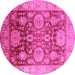 Round Oriental Pink Traditional Rug, urb1058pnk