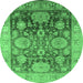 Round Oriental Emerald Green Traditional Rug, urb1058emgrn