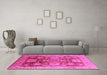 Machine Washable Oriental Pink Traditional Rug in a Living Room, wshurb1058pnk