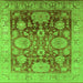 Square Machine Washable Oriental Green Traditional Area Rugs, wshurb1058grn