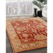 Mid-Century Modern Brown Sand Brown Oriental Rug in Family Room, urb1058